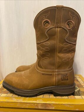 Frye Brown Steel Toe Waterproof Cowboy Work Boots NWOT